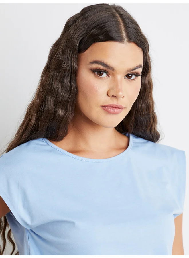 Closet By Styli Ruched Detail Mini Dress Blue