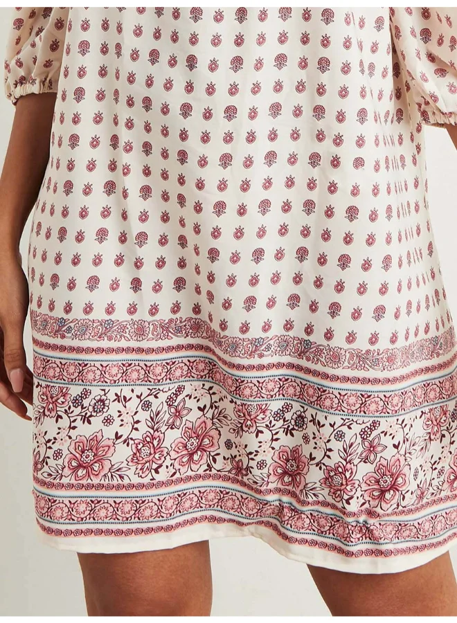 Closet By Styli Printed Off Shoulder Mini Dress Multicolour