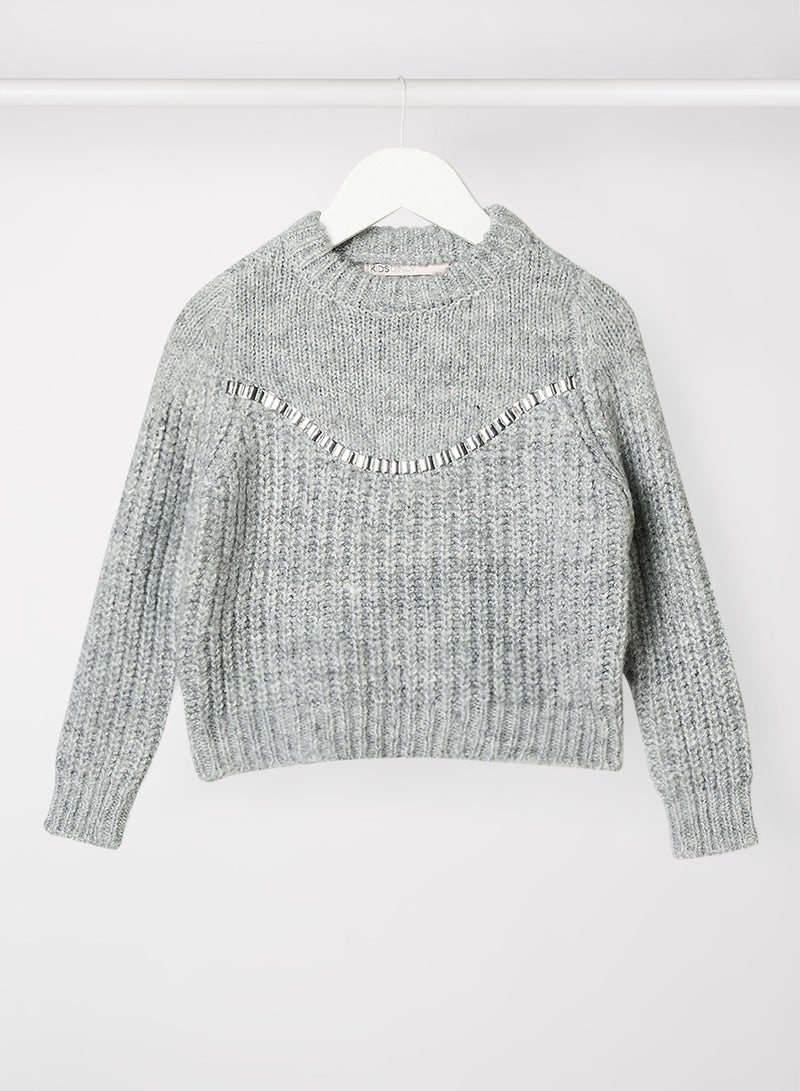 ONLY Kids/Teen Knitted Pullover Light Grey  - Image 1