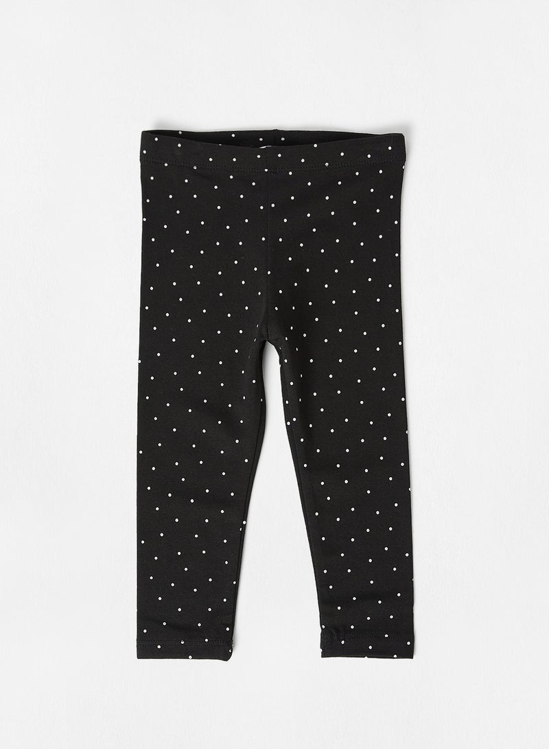 MANGO - Baby Girls Printed Cotton Leggings Black - Image 1