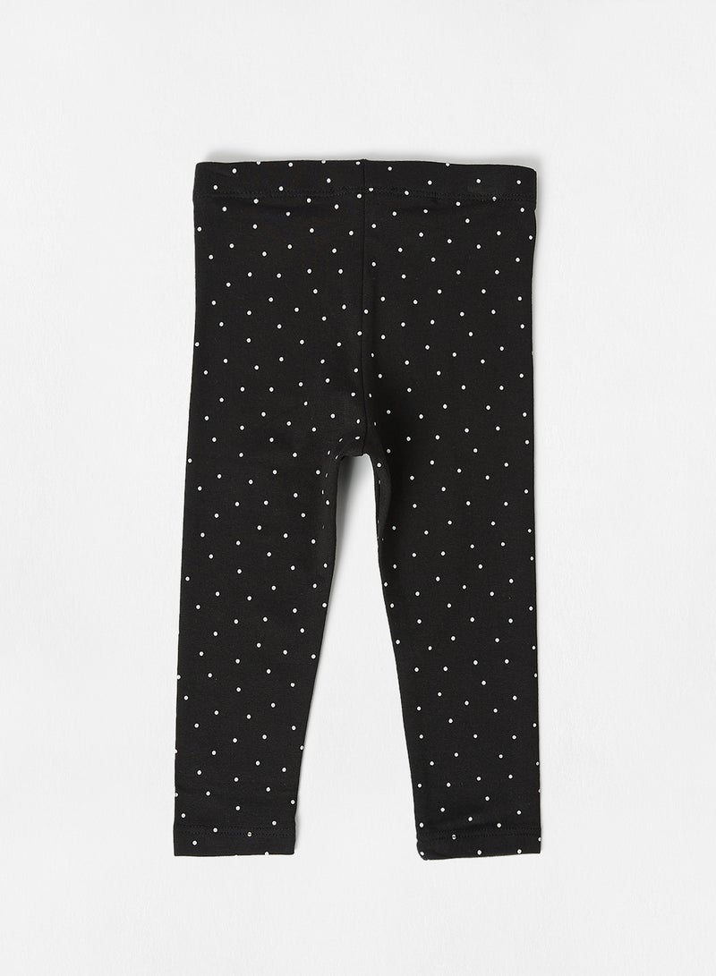 MANGO - Baby Girls Printed Cotton Leggings Black - Image 1