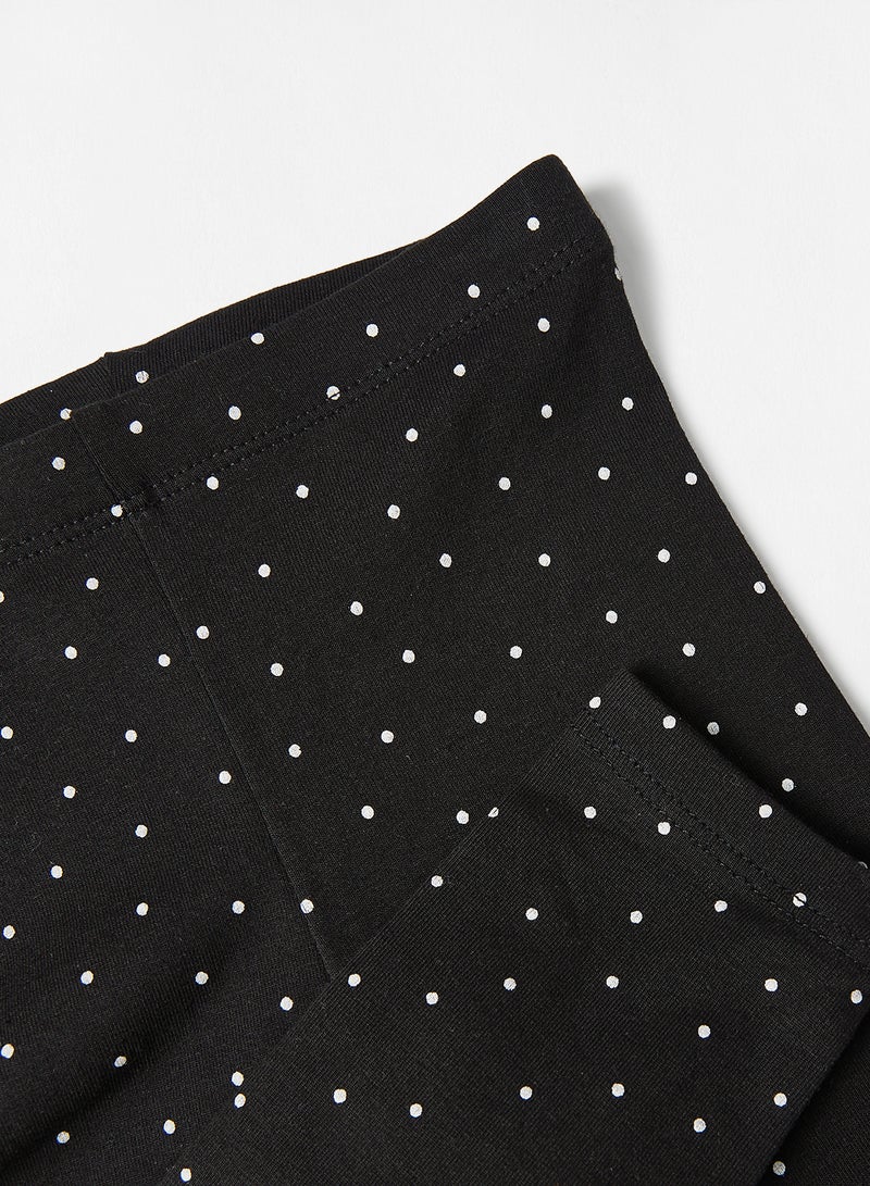 MANGO - Baby Girls Printed Cotton Leggings Black - Image 1