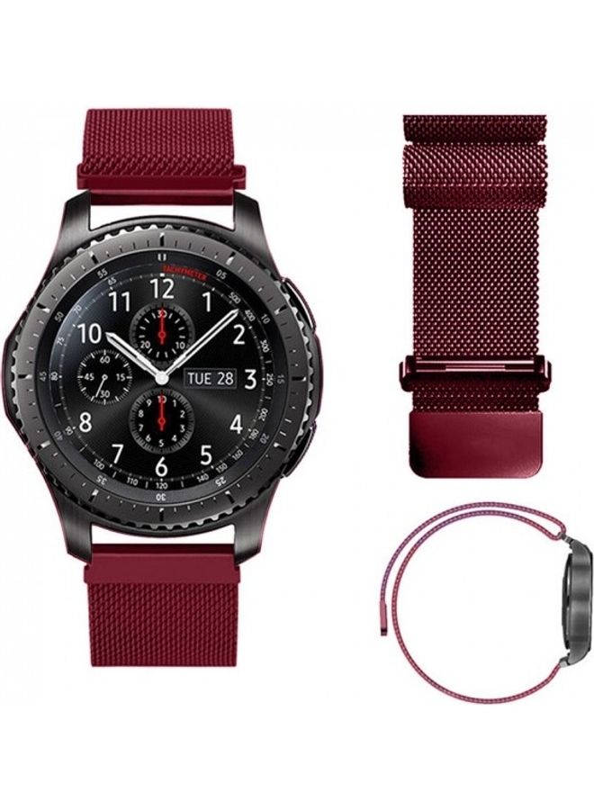 MARGOUN - Replacement Band With Milanese Loop For Samsung Gear S3 Classic/Frontier - 22mm Wine Red - Image 1