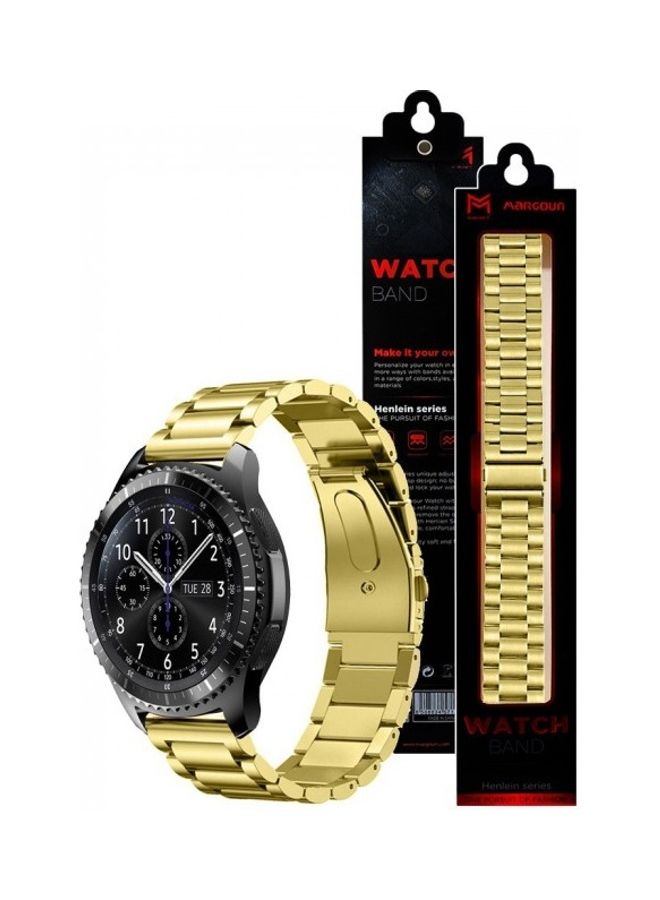 مارجون سوار من الستانلس ستيل مقاس 22 مم لساعة سامسونج جالاكسي جير S3 كلاسيك/ فرونتير ذهبي - Image 3