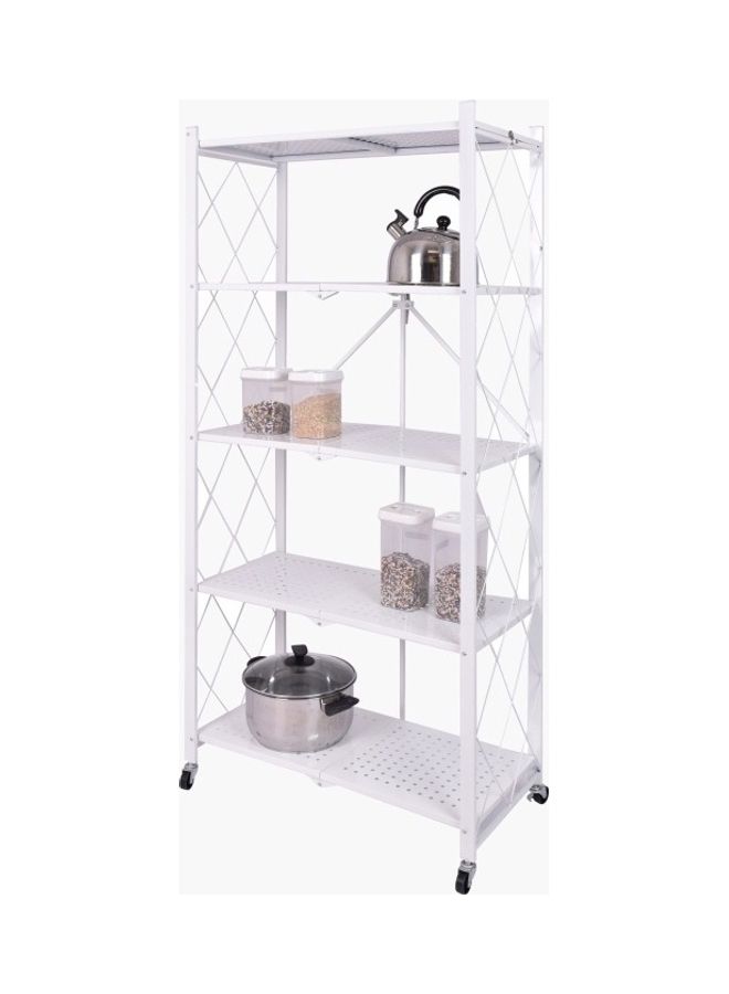 Home Box 5-Tier Rio Foldable Storage Shelf White 70x163cm  - Image 3