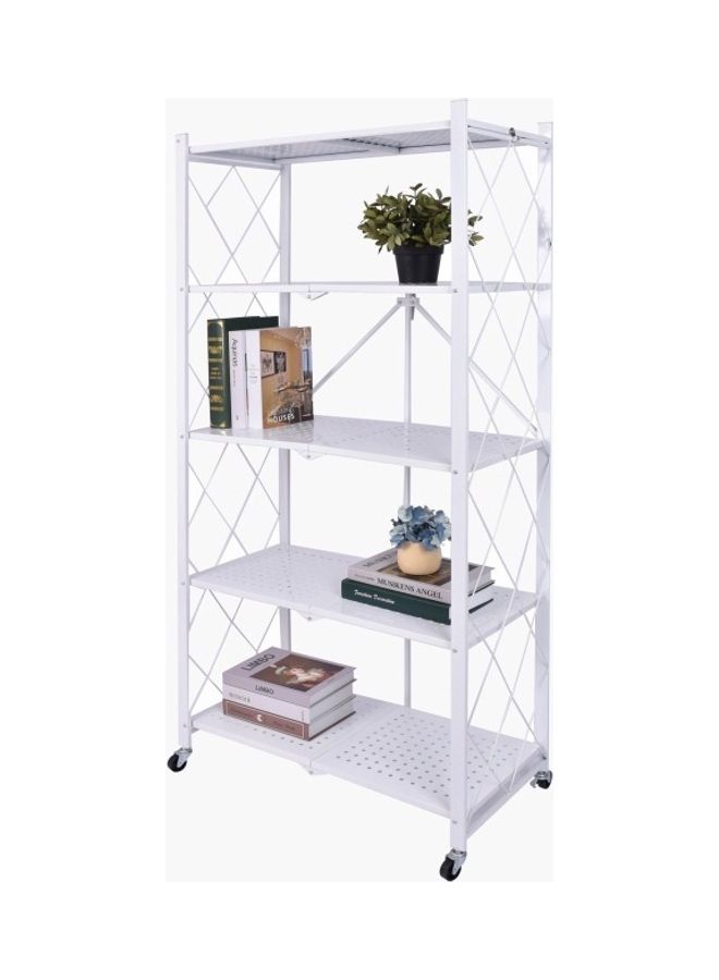 Home Box 5-Tier Rio Foldable Storage Shelf White 70x163cm  - Image 4