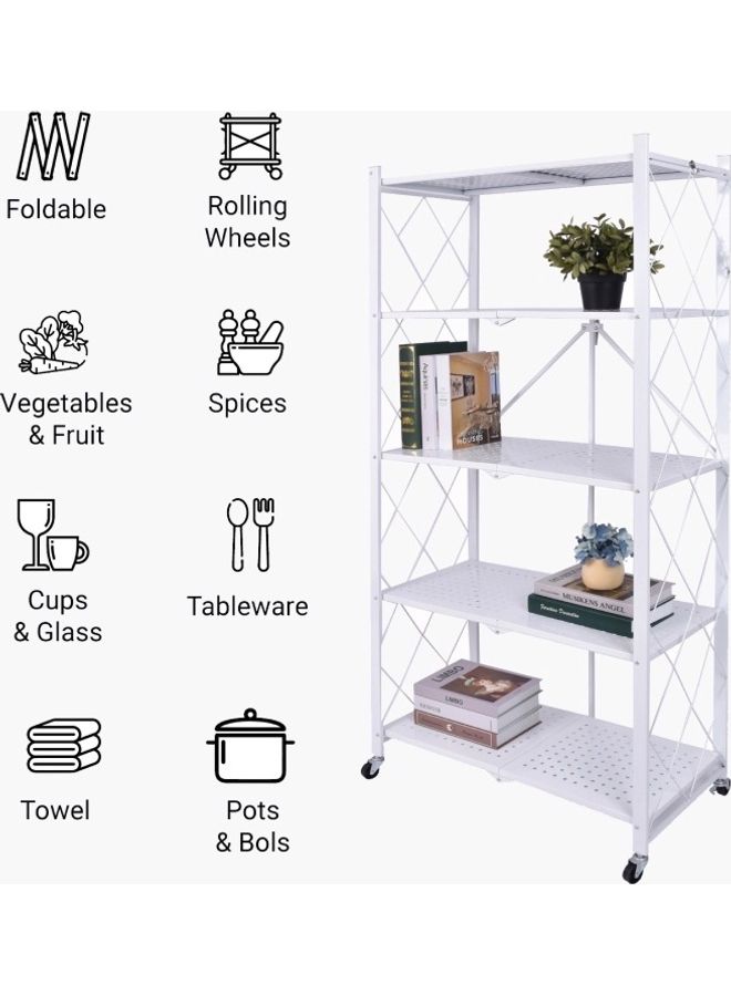 Home Box 5-Tier Rio Foldable Storage Shelf White 70x163cm  - Image 5