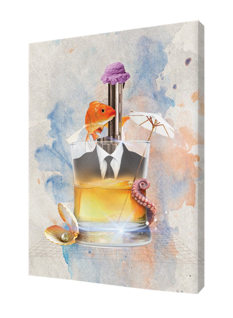 Rateel - Canvas Wall Art Painting With Wooden Frame Multicolour 70 X 50cm - Image 1