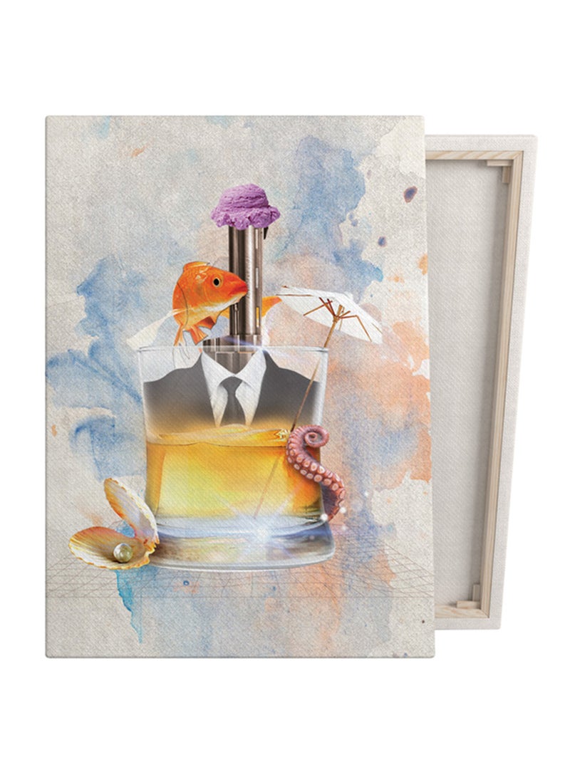 Rateel - Canvas Wall Art Painting With Wooden Frame Multicolour 70 X 50cm - Image 1