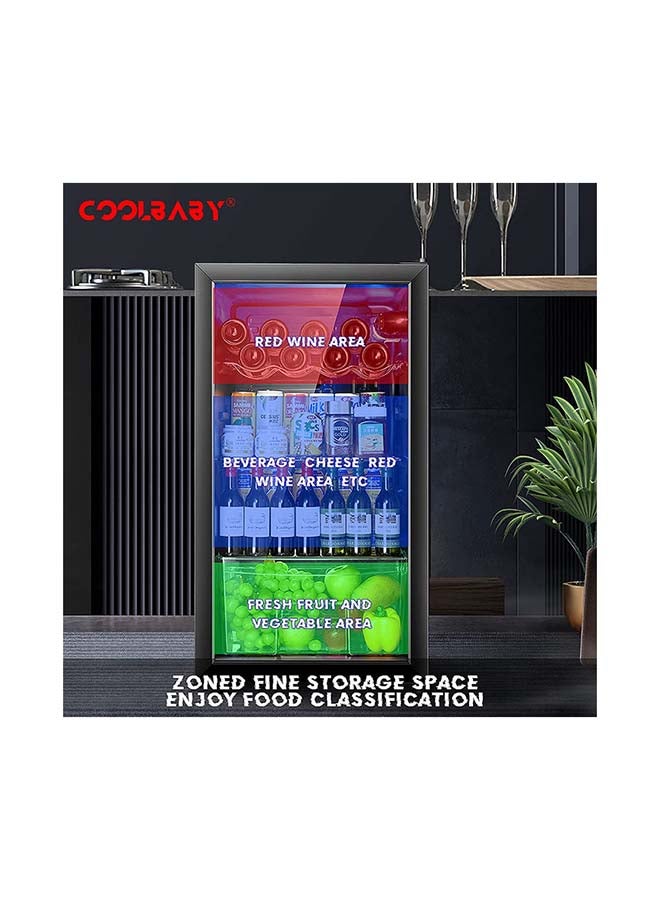 Cool Baby - Household Wine Cooler Wine Cabinet Refrigerator Beverage Cooler Four-layer Mini Refrigerator Small Wine Cellar, Silent Compressor, Temperature Control 95 L 0.48 kW CZBX20MAA Black - Image 1