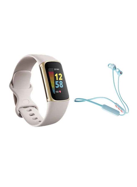 Charge 5 Advanced Fitness With Health Tracker Jib And Wireless In-Ear Earbud Lunar White/Soft Gold