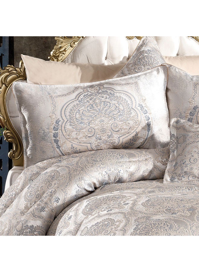 In-House 10-Piece Bridal Luxurious Copland Tolon Comforter Set Cotton Silver 260x240cm  - Image 3