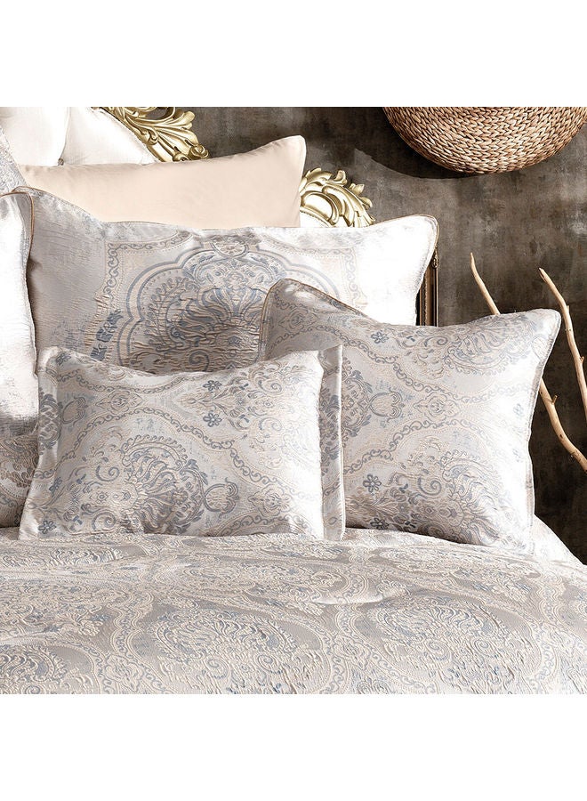 In-House 10-Piece Bridal Luxurious Copland Tolon Comforter Set Cotton Silver 260x240cm  - Image 4