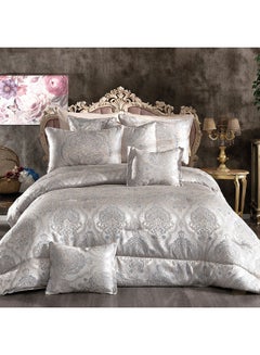 إن - هاوس 10-Piece Bridal Luxurious Copland Tolon Comforter Set Cotton Silver 260x240cm  - Image 1