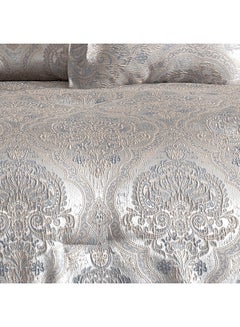 إن - هاوس 10-Piece Bridal Luxurious Copland Tolon Comforter Set Cotton Silver 260x240cm  - Image 2