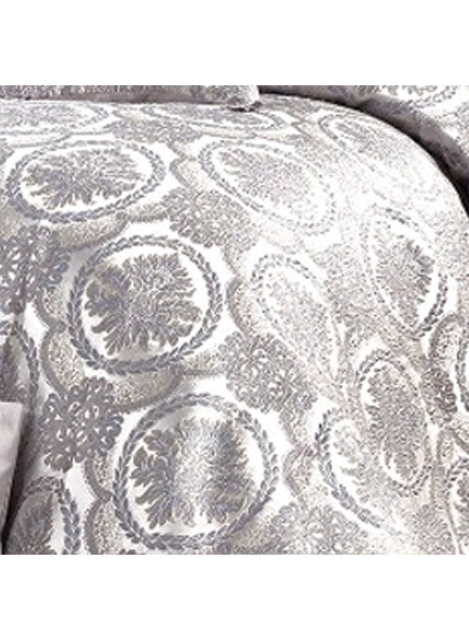 In-House 12-Piece Bridal Luxurious Copland Apato Comforter Set Cotton Grey/White 260x240cm  - Image 2
