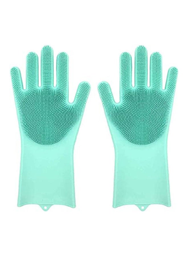 وينجنيس Magic Washing Scrubber Heat Resistant Silicone Gloves Dish Washing Rubber Gloves Reusable Kitchen Household Brush For Cleaning Car Washing Pet Hair Care Green 
