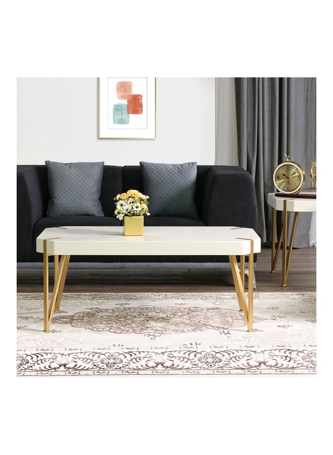 DANUBE HOME Elvie Coffee Table White/Golden 110x59x46cm - Image 4