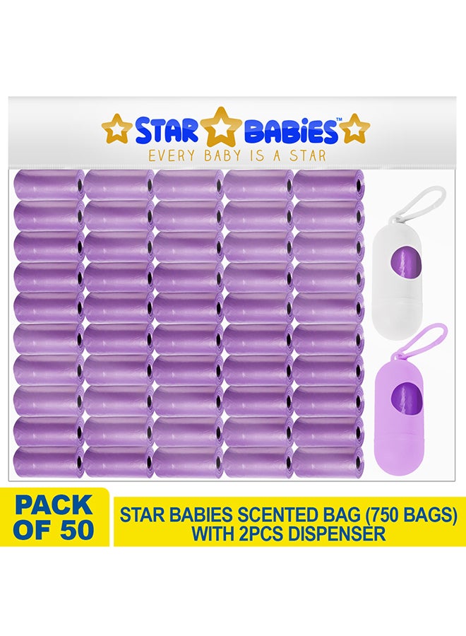 ستار بيبيز حزمة اقتصادية أساسية - عبوة من 50 كيس معطر مع موزع من قطعتين، لافندر - Image 4
