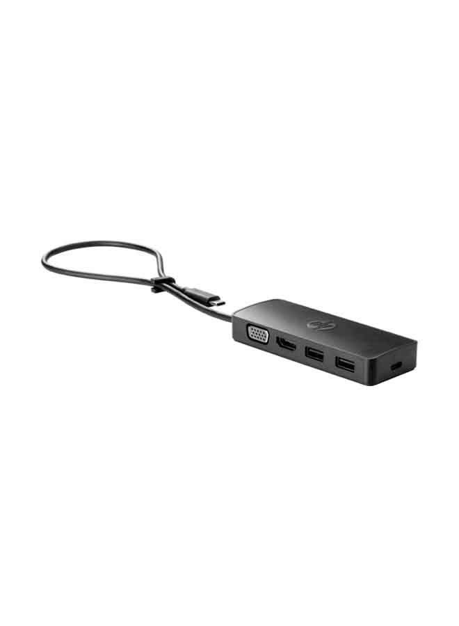 HP - USB-C Adapter Travel Hub Black - Image 1