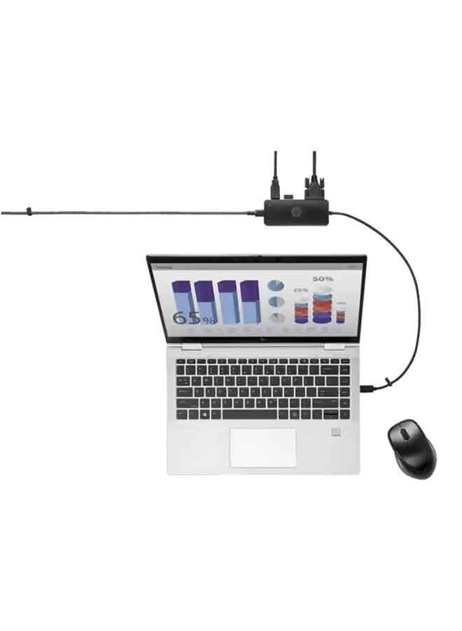 HP - USB-C Adapter Travel Hub Black - Image 1