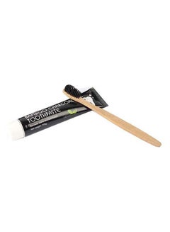 Bamboo charcoal Mint Flavor Bamboo Charcoal Toothpaste With Toothbrush Black/Beige 105grams  - Image 3