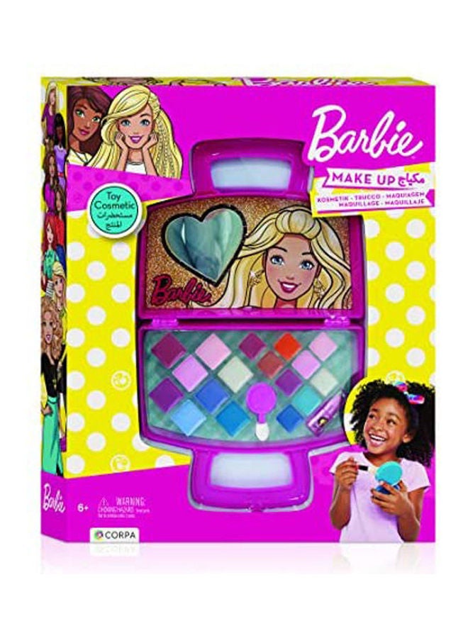 كوربا حقيبة بلاستيكية من باربي تحتوي على علبة مكياج مع كابيتون