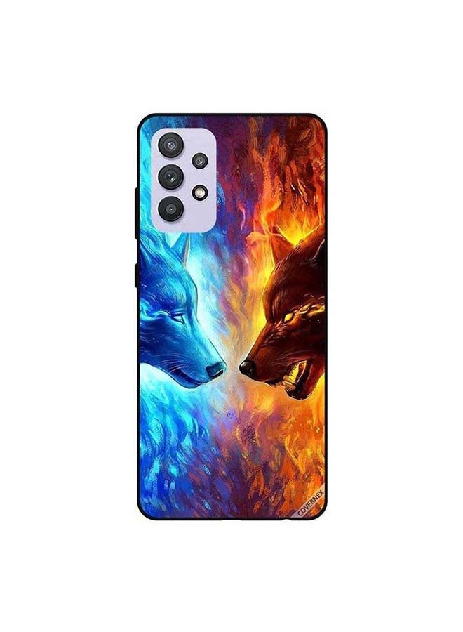Covernex Samsung Galaxy A32 5G Protective Case Cover Printed Featuring Water & Fire Wolf DESIGN_0282 - Image 1