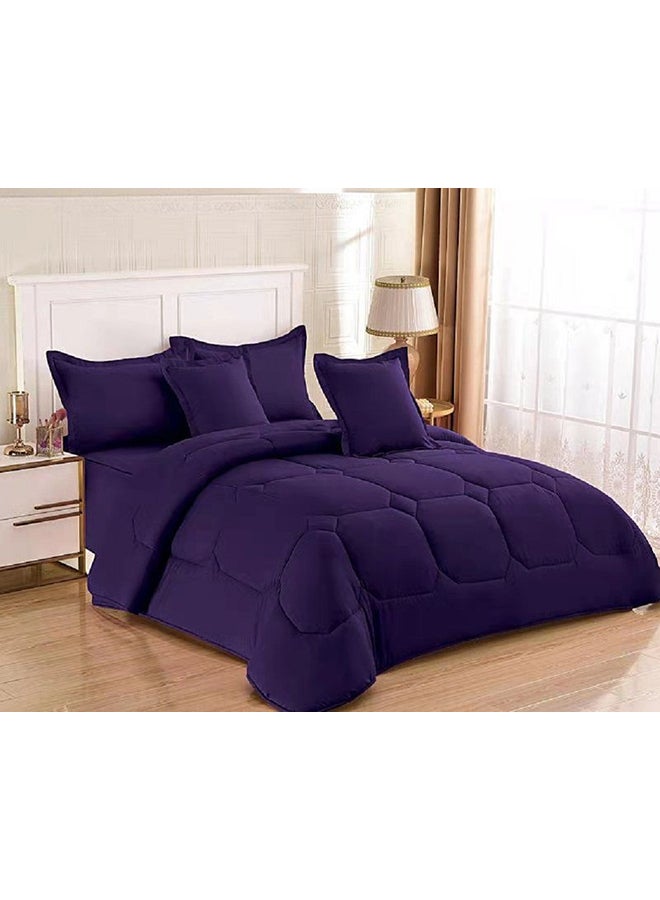 Hours 6-Piece Comforter Set Microfiber Purple 220x240cm 