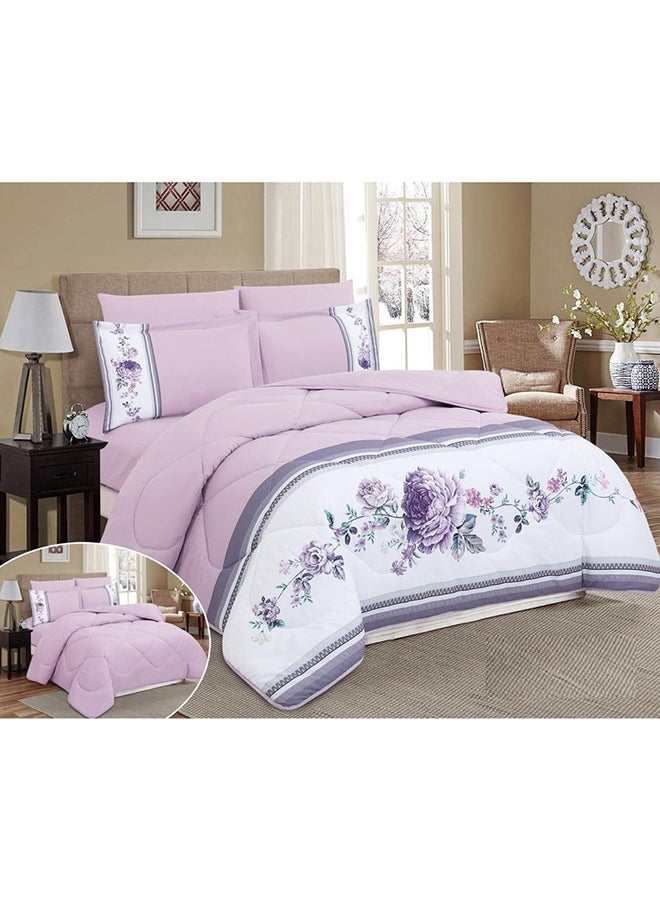 Hours 6-Piece Floral Comforter Microfiber Multicolour 220 x 240cm 