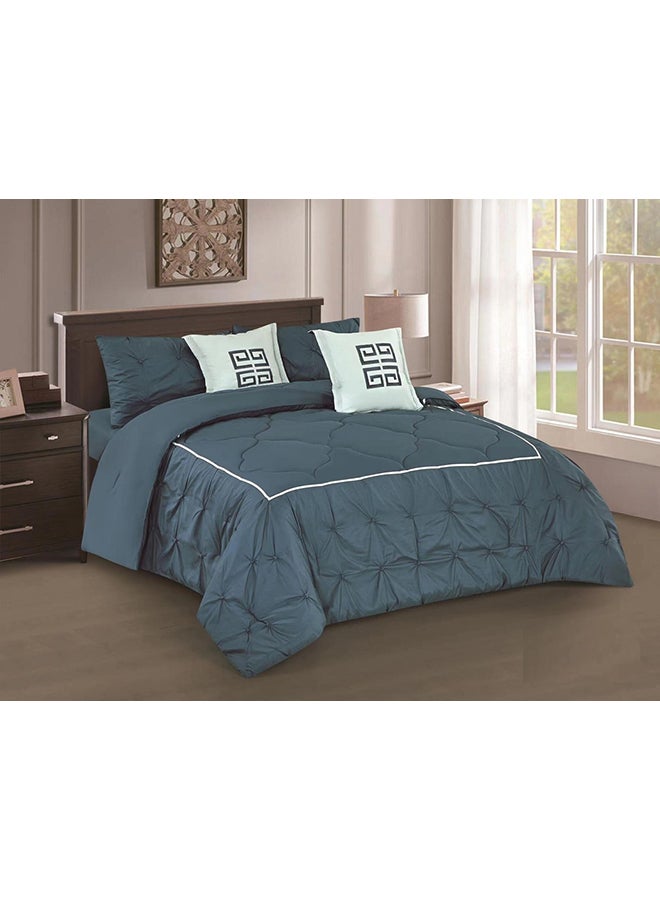 Hours 6-Piece Filling Comforter Set Microfiber Teal/White 220x240cm 