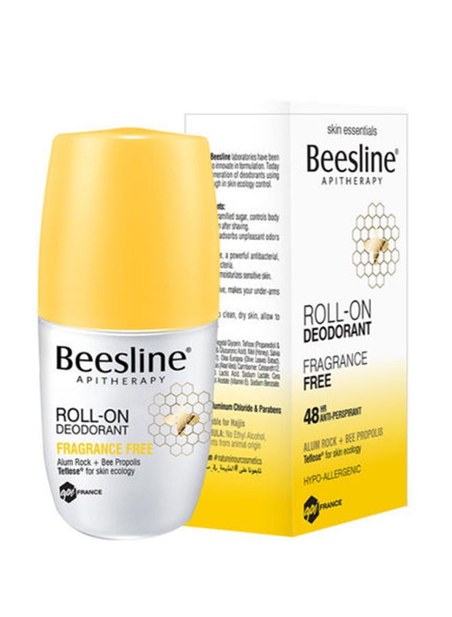 Beesline Fragrance-Free Roll-On Deodorant White/Yellow 50ml  - Image 3
