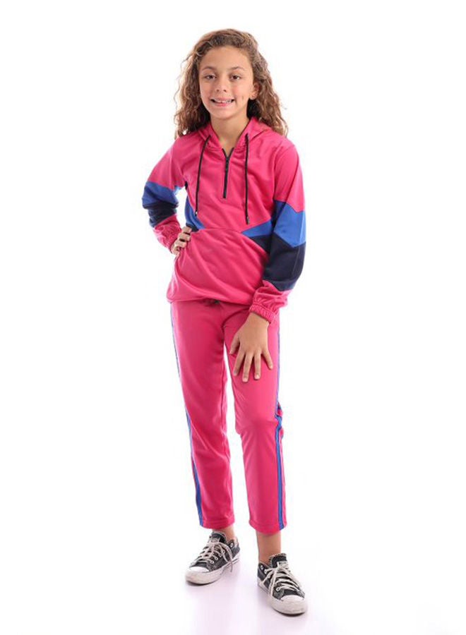 Caesar Plain Basic Hooded Neck Tracksuit foushia  - Image 1