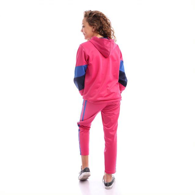 Caesar Plain Basic Hooded Neck Tracksuit foushia  - Image 3