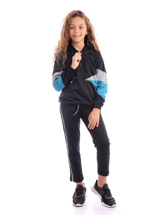 Caesar Plain Basic Hooded Neck Tracksuit Black  - Image 1