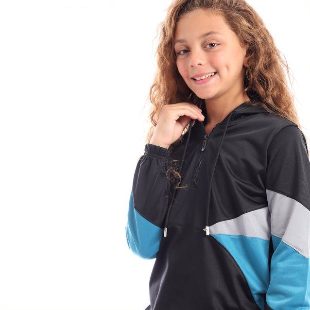 Caesar Plain Basic Hooded Neck Tracksuit Black  - Image 2