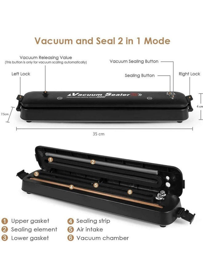 Toshionics - Automatic Electric Vacuum Sealer Machine With Sealing Bag Black/White 35x4x7.5cm - Image 1