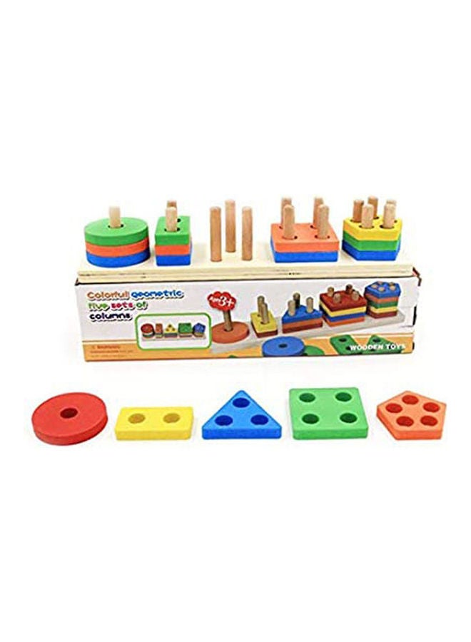 Puzzle Early Education Five Sets Of Columns, Baby Geometric Intelligence Board, Shape Pair Building Blocks Toys - Image 1