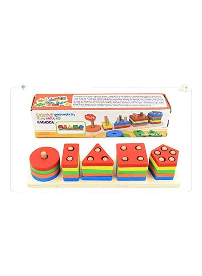 Puzzle Early Education Five Sets Of Columns, Baby Geometric Intelligence Board, Shape Pair Building Blocks Toys - Image 2