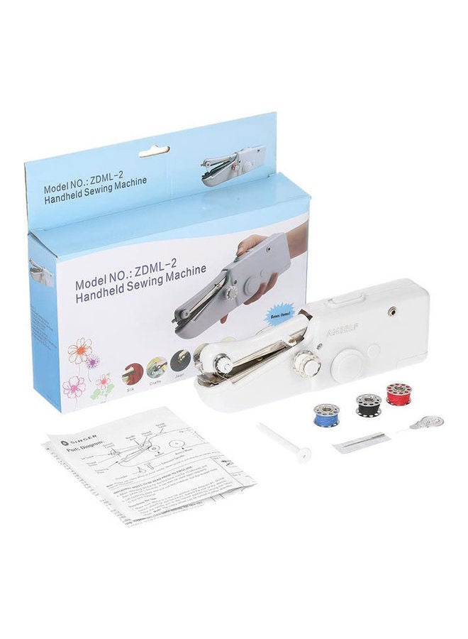 Anself Handheld Portable Mini Electric Sewing Machine Household Cordless Quick Stitch Tool For Fabric Clothing Toy Crafts White  - Image 2