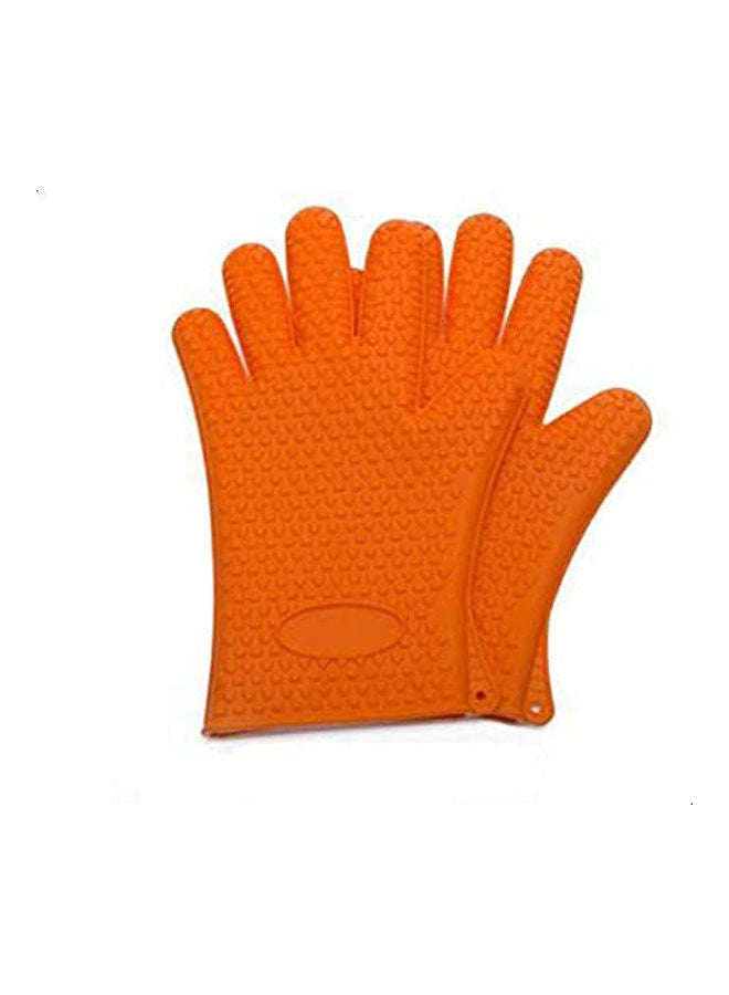 Silicone Oven Gloves Heat Resistant Gloves Temperature Resistant Gloves Orange 