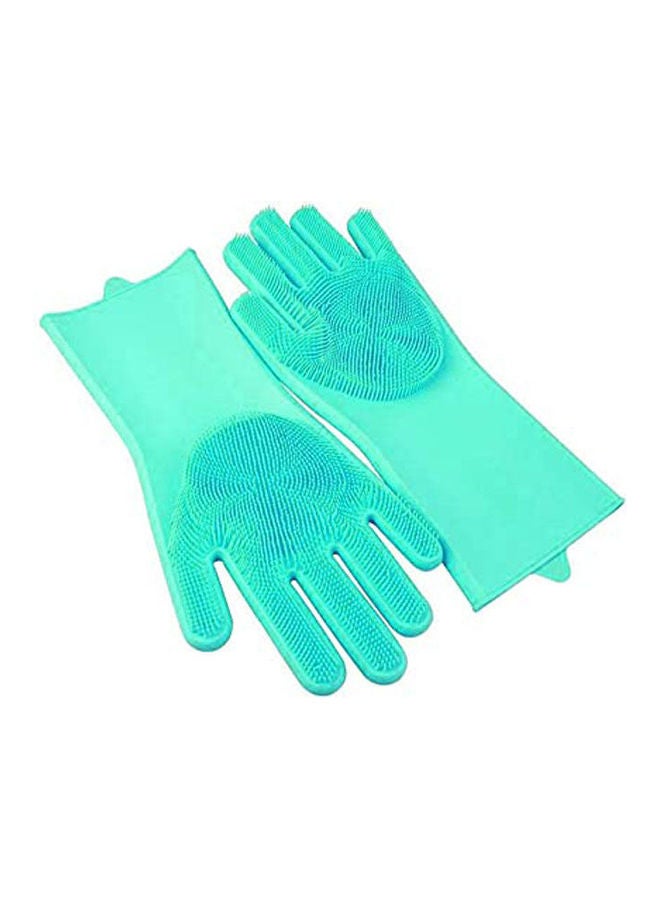 Heat Resistant Non-Slip Waterproof Durable Silicone Dishwashing Gloves For Fruit And Vegetable Cleaning Light Green  - Image 1