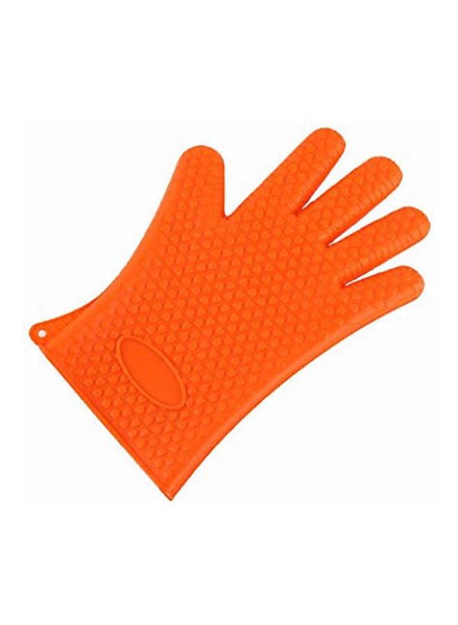 Lememogo 1Pair Silicone Gloves, Heat Resistant Oven Mitts Bbq Gloves For Cooking Baking Barbecue Potholder Orange 