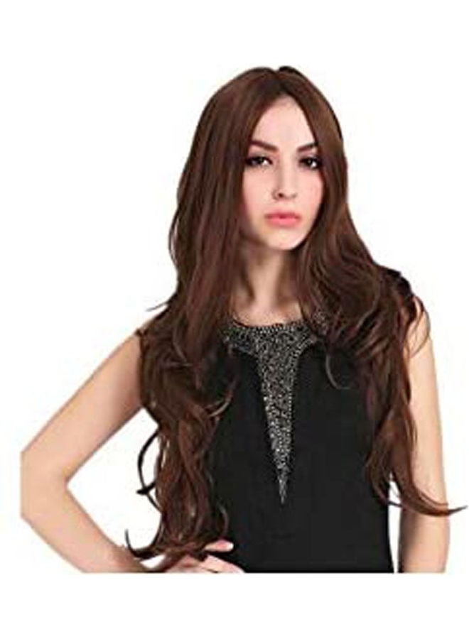 Stylish Natural Wigs Fluffy Long Curls Slightly Curled Wig Brown