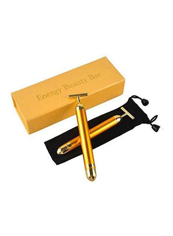 Generic Vibration Slimming Face 24K Gold Vibration Pulse Beauenty Bar Firming Facial Roller Massager Stick Lift Skin Tightening Wrinkles Pen Gold  - Image 2