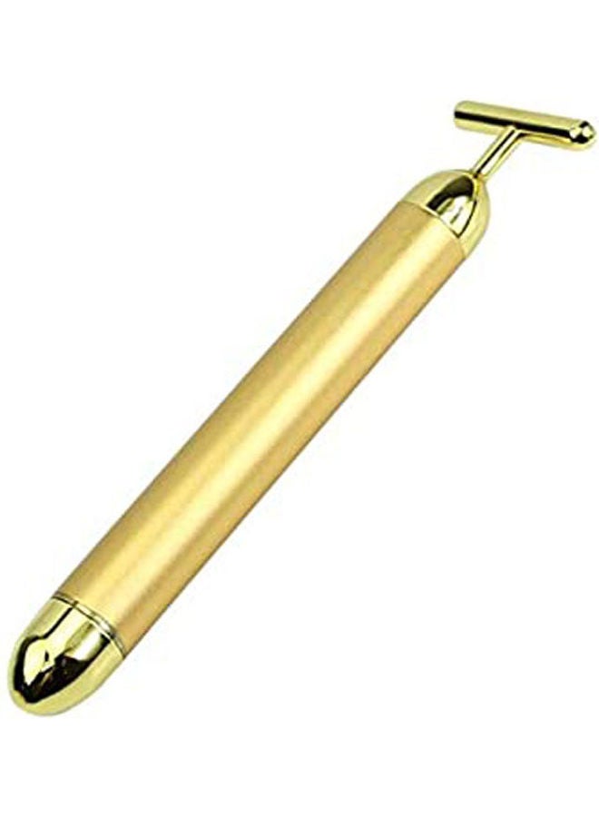 Waterproof Pulse Beauty Bar T Shape Firming Facial Roller Massager Skin Care Gold - Image 1