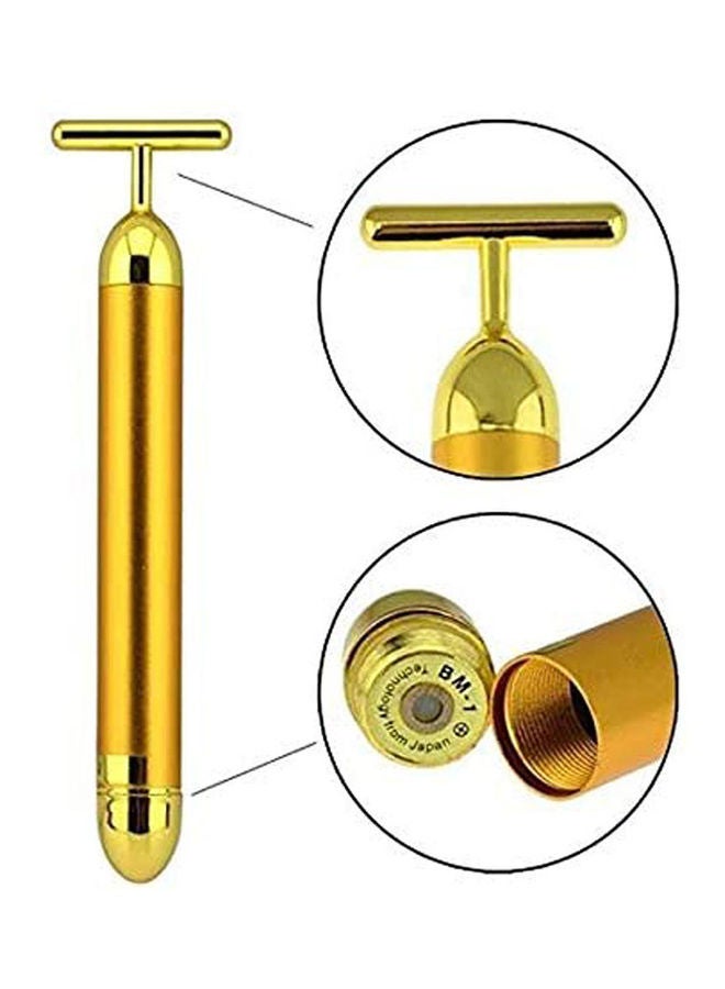 Waterproof Pulse Beauty Bar T Shape Firming Facial Roller Massager Skin Care Gold - Image 2