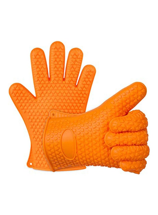 EVERDIGI Silicone BBQ Gloves Heat Resistance Grilling Waterproof Non Orange  - Image 1
