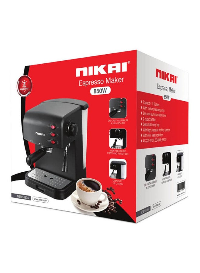 NIKAI Espresso Maker 1.5 L 850.0 W NEM1690A Black  - Image 2