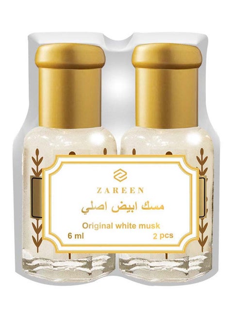 مجموعة زيت عطري أصلي برائحة المسك الأبيض مكونة من قطعتين 2x6ملليلتر